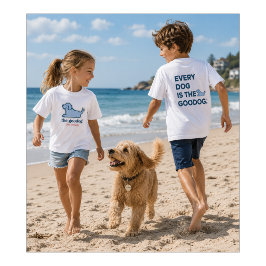 Blauwe Streep Seersucker Mopshond Silhouet T-shirt