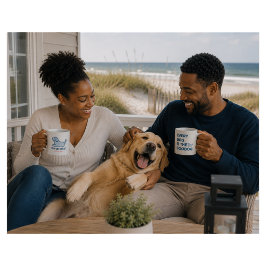 Blauwe Streep Seersucker Preppy Honden Silhouet Koffiemok