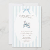 Blauwe Streep Some Bunny Baby Shower Kaart (Voorkant)