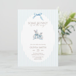 Blauwe Streep Some Bunny Baby Shower Kaart
