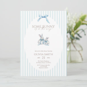 Blauwe Streep Some Bunny Baby Shower Kaart