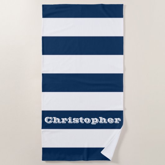 Blauwe streep strandlaken (Voorkant)