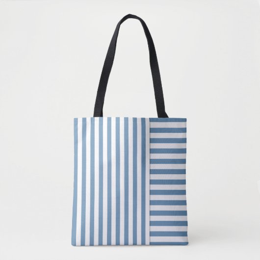 blauwe streep tote bag (Voorkant)