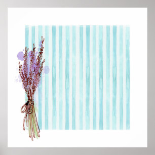 Blauwe streep van Floral plant Poster