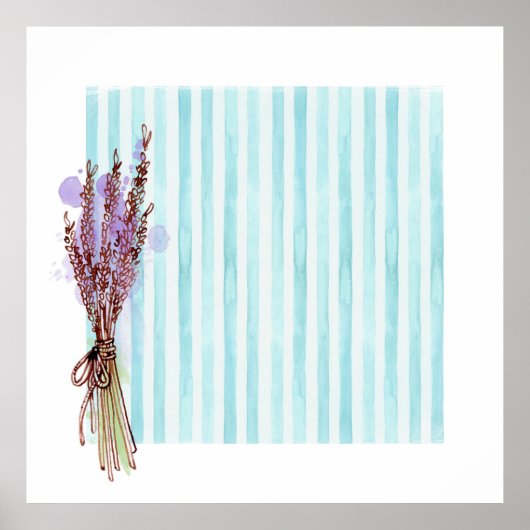 Blauwe streep van Floral plant Poster (Voorkant)