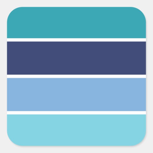 Blauwe streep vierkante sticker (Voorkant)