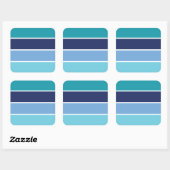 Blauwe streep vierkante sticker (Vel)