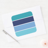 Blauwe streep vierkante sticker (Envelop)