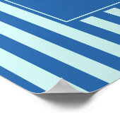 Blauwe Streep Vintage Bruiloft Welkom Poster (Hoek)