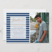 Blauwe streep Voeg je eigen foto-Afstuderen toe Aankondiging (Voorkant)