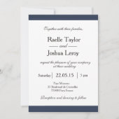 Blauwe streep witte, grijze bruiloft kaart (Voorkant)