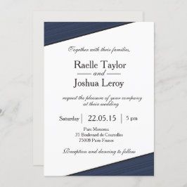 Blauwe streep witte, grijze bruiloft kaart