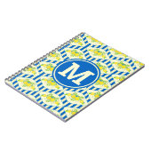 Blauwe streepjes en leemons en bladspatroon notitieboek (Linkerzijde)