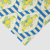 Blauwe streepjes en leemons en bladspatroon tissuepapier (Detail)