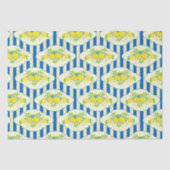 Blauwe streepjes en leemons en bladspatroon tissuepapier (Voorkant)