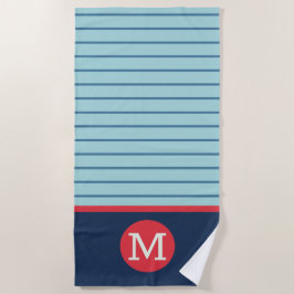 Blauwe strepe Red White Monogram Masculine Strandlaken
