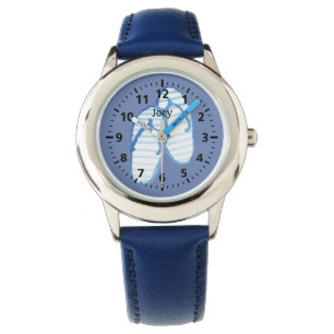 Blauwe strepe Teenslippers op blauwmaat Horloge