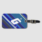 blauwe strepen aangepast luchtvervoer bagagelabel (Voorkant (horizontaal))