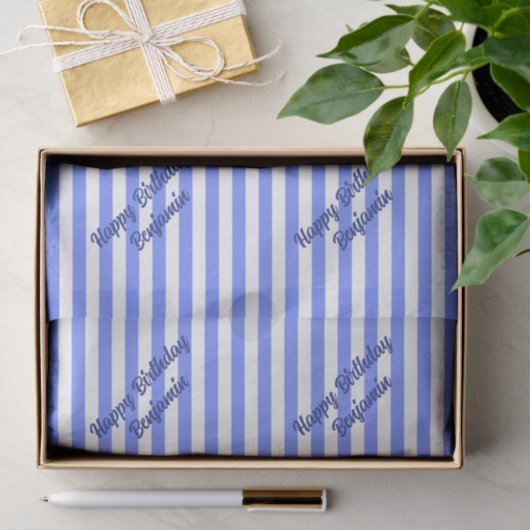 Blauwe strepen Aangepaste tekst Tissuepapier (Geschenk)