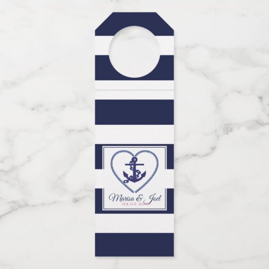 Blauwe Strepen & Anker Flessenhanger (Voorkant)