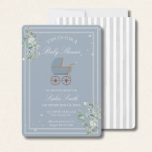 Blauwe Strepen Baby Carriage Eucalyptus Baby Showe