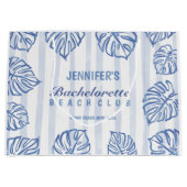 Blauwe strepen BACHELORETTE Whimsical Beach Groot Cadeauzakje (Voorkant)