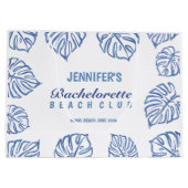 Blauwe strepen BACHELORETTE Whimsical Beach Groot Cadeauzakje (Achterkant)