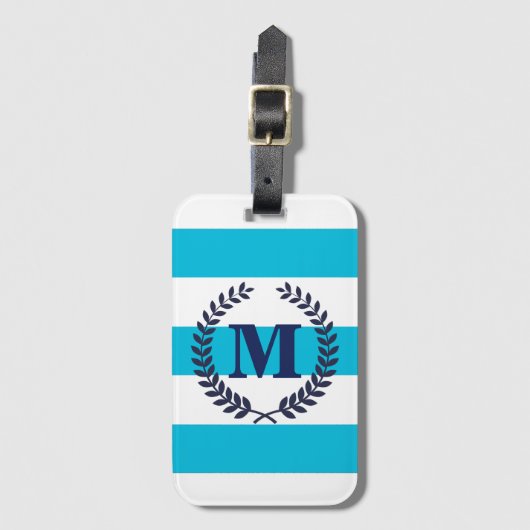 Blauwe strepen bagagelabel (Voorkant (verticaal))