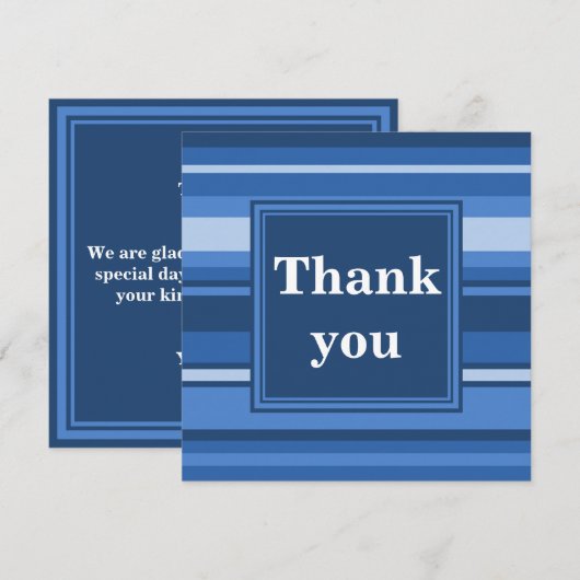 Blauwe strepen bedankkaart (Voorkant / Achterkant)