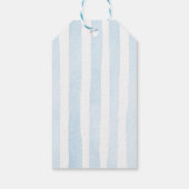 Blauwe Strepen Beer Baby Shower  Cadeaulabel (Achterkant)