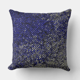 Blauwe strepen, beschadigd in kleur en vorm kussen