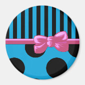 Blauwe strepen, blauwe stippen, lijnen, gestippeld magneet (Voorkant)