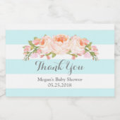 Blauwe Strepen Bloemen Baby shower Label Voedselcontainer Etiket (Enkel label)