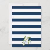 Blauwe strepen & bloemen bruiloft vrijgezellenfees kaart (Achterkant)