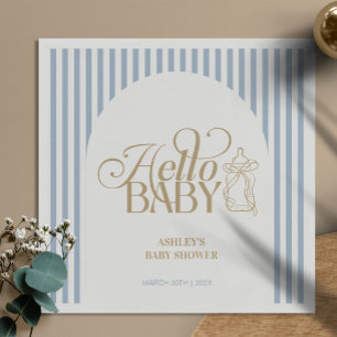 Blauwe Strepen Boog Vintage Jongen Baby Shower Servet