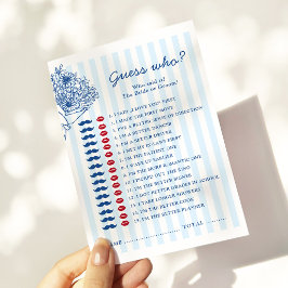 Blauwe Strepen Bruidsuitnodiging Raad Wie Game Notitiekaartje