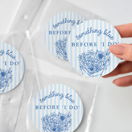 Blauwe Strepen Bruidsuitnodiging Ronde Sticker