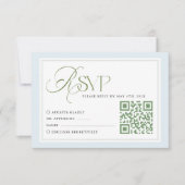 Blauwe Strepen Bruiloft RSVP Kaart met QR Code (Voorkant)