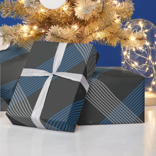 Blauwe strepen cadeaupapier (Feestdagen)
