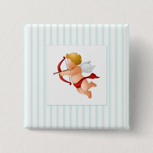Blauwe strepen - Cupid met pijl Vierkante Button 5,1 Cm