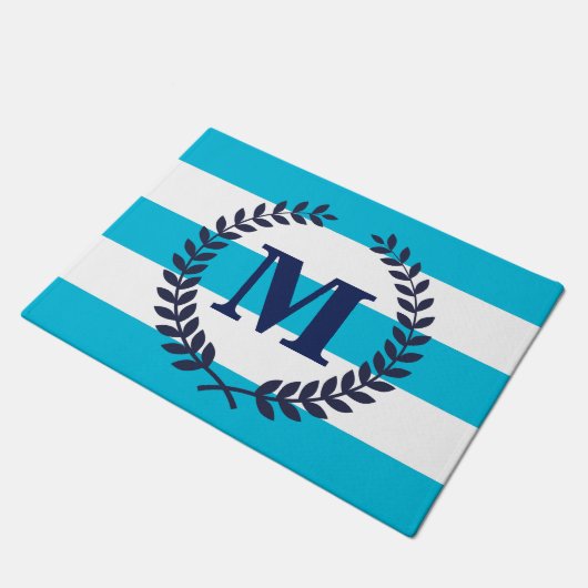 Blauwe strepen deurmat (Schuin)