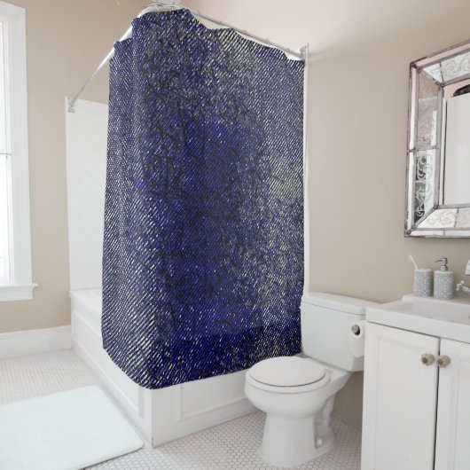 Blauwe strepen die uw kleuren afpellen douchegordijn (In situ)