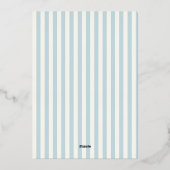 Blauwe Strepen Doop voor Jongen Elegant Folie Uitnodiging (Achterkant)