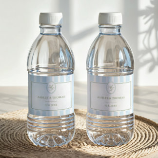 Blauwe Strepen Eet- en Drinklabelset Waterfles Etiket