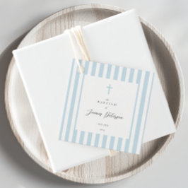 Blauwe strepen Elegant doopsel Bedankjes Labels