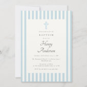 Blauwe strepen Elegant Doopsel Orthodox Kruis Kaart (Voorkant)