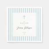 Blauwe Strepen Elegant Doppenpapier Servet (Voorkant)