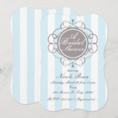 Blauwe Strepen Elegante Bruidsdouche Uitnodigingen (Voorkant / Achterkant)