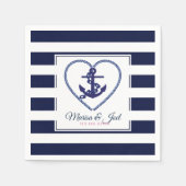 Blauwe strepen en anker in het hart servet (Voorkant)