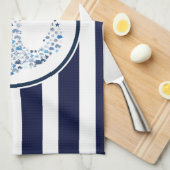 Blauwe strepen en anker theedoek (Quarter Fold)